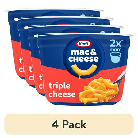 (4 pack) Kraft Mac and Cheese, 1 Big Cup, for Easy Dinner or Dinner Sides, Triple Cheese, No Artificial Flavors, Preservatives or Dyes, 4.1 oz