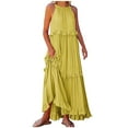 thumbnail image 2 of Gspmoly Robes Décontractées pour Femmes, Robe Longue d'Été Décontractée pour Femmes à Col Rond, Unie, à Bandage, Sans Manches, Robes de Cocktail pour Femmes Articles en Liquidation, 2 of 6