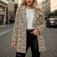 thumbnail image 2 of YUEHUA Leopard Print Faux Fur Coat Women Plus Size Zipper Fuzzy Long Jacket Cheetah Print Fleece Winter Jackets Partywear, 2 of 7