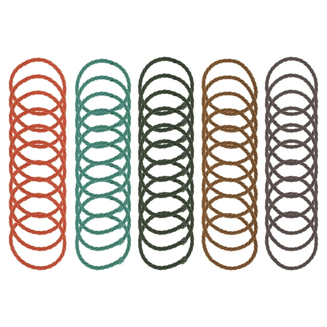 50 Piezas de Cuerdas para el Cabello con Patrón Espiral para Mujeres y Niñas en Verde, Rojo Ladrillo, Caqui y Púrpura
