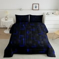 thumbnail image 2 of Erosebridal Futuristic Cubes Bedding Twin Comforter Set,Plaid Buffalo Down Comforter,Geometric Grid Bedding Sets Twin with Comforter,Microfiber Gradient Room Decoration,Reversible,3pcs, 2 of 8