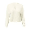 thumbnail image 5 of Fiaer Womens Cropped Cardigan Sweaters Long Sleeve Warm Front Open Casual Trendy Solid Color Comfort Tops White XL, 5 of 5