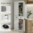 thumbnail image 3 of Yardi Yarda 72.5" Kitchen Cabinet with 4 Doors and Drawer, Pantry Storage Cabinet, Freestanding Food Pantry Cabinet for Indoor, White, 3 of 7