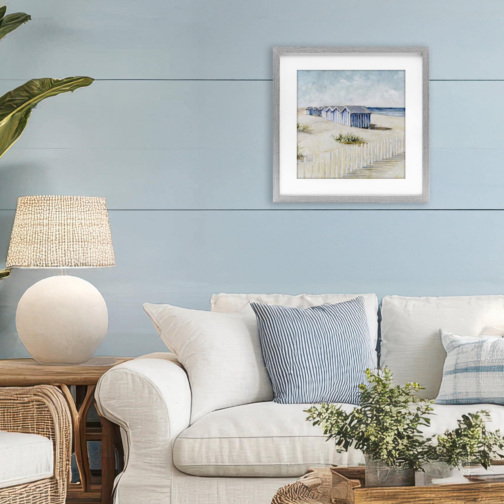 Stupell Industries Vintage Coastline Nautical Shacks Gray Framed Print Under Glass, design by Lorenzo Collective