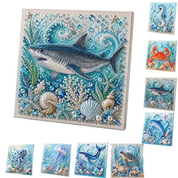 Ocean Theme Pearl Art DIY Kit, Multi-Style Pearl Diamond Art Kits for Adults, Easy Diamond Painting for Beginners, Trendy Diamond Art for Kids, Relaxing Coastal Craft Decoration