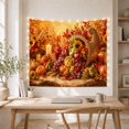 thumbnail image 5 of Cornucopia with Gourds, Grapes and Candles, Cozy Digital Art for Nature Lovers, Harvest Home Decor, Thanksgiving Hostess Gift, Tapestry Wall Hanging for Dining Room and Den, 5 of 7