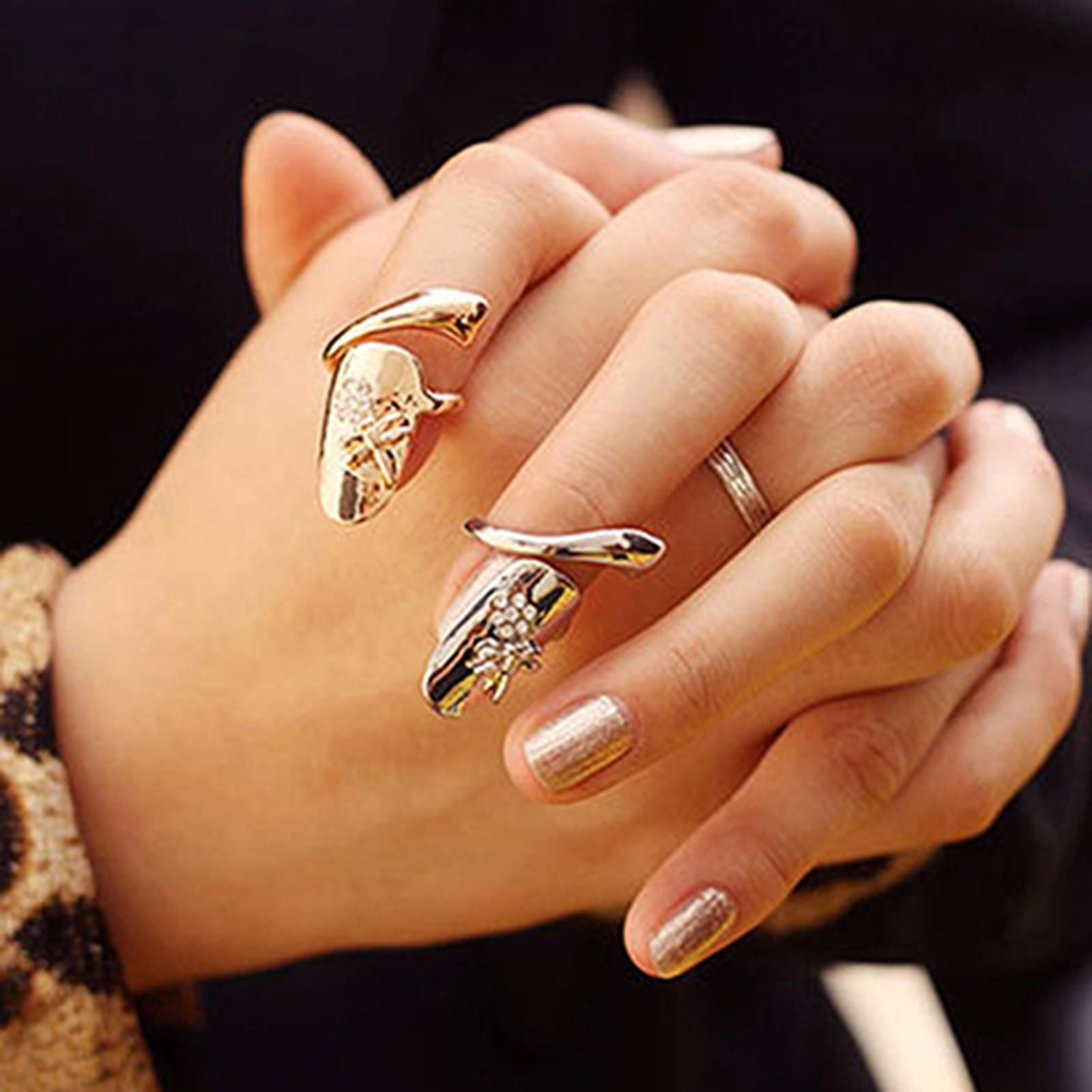 Buy Fashion Frill Stylish Ring For Girls Nail Design Silver Gold Adjustable  Finger Ring For Women Girls Anniversary Gift For Wife Girlfriend Love Gifts  Jewellery Combo of 2 Rings Online In India