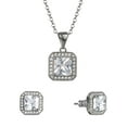 thumbnail image 5 of Believe by Brilliance Women's Square Cubic, Earrings and Pendant Set, Brass and Silver-Plated Chain, 5 of 12