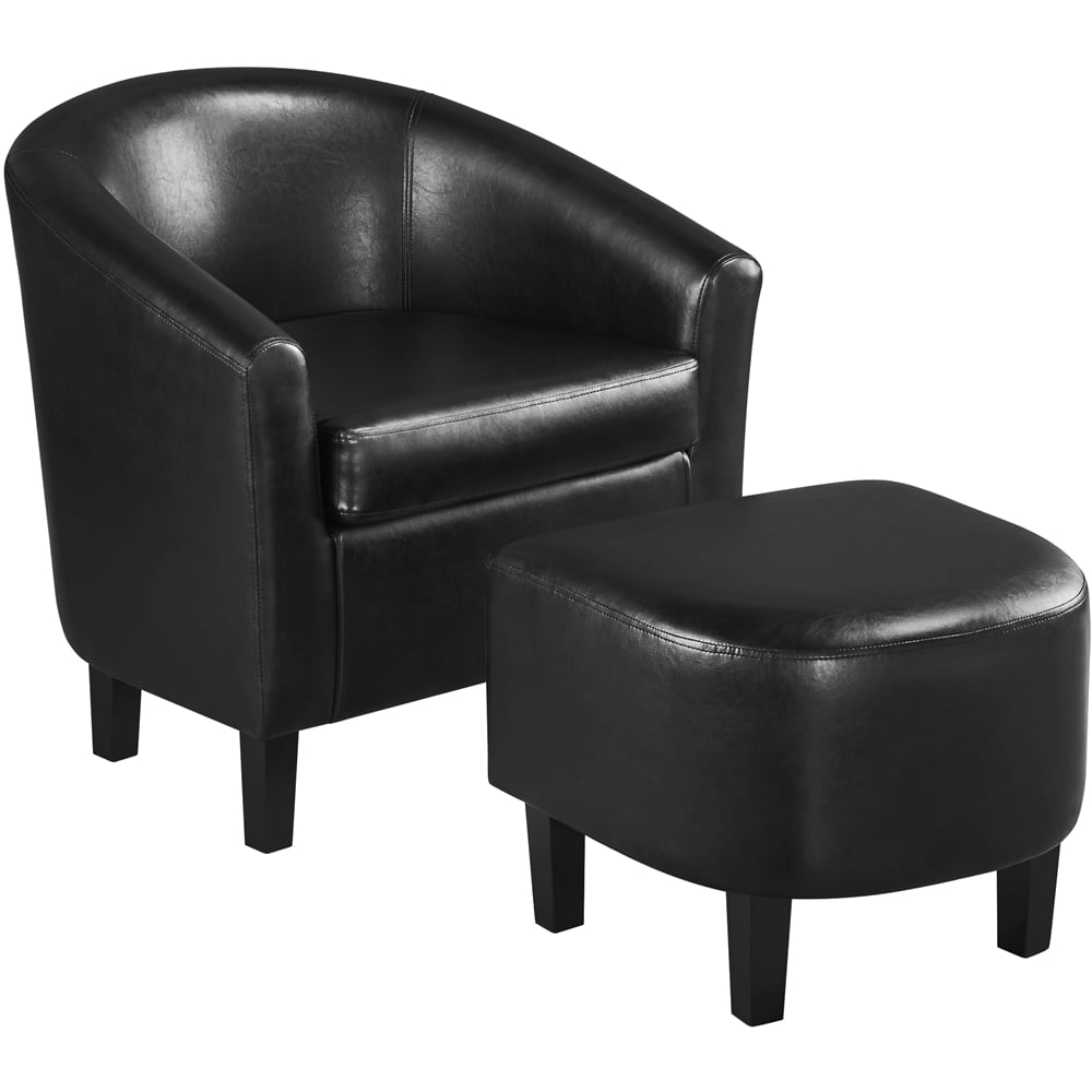 Topeakmart Faux Leather Club Chair and Ottoman Set Accent Arm Chair