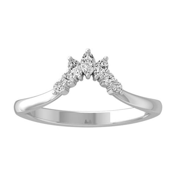 ARAIYA FINE JEWELRY Sterling Silver Marquise and Round-Shape Lab Grown Diamond Promise Ring (1/6 Cttw, D-F Color, VS1 Clarity) Size 5