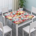 thumbnail image 3 of Pioneer Flower Floral Print Pattern Square Fitted Tablecloth with Elastic Edge,Square Table Cover,Washable Elastic Table Cover for Home Kitchen Party Decor 34"x34", 3 of 6