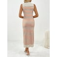 thumbnail image 3 of Michellecmm Women's Summer Knit Tank Dress Stripe Print Sleeveless Round Neck Slim Long Dress, 3 of 9