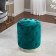 thumbnail image 1 of Home Sweet Home Venetian Round Tufted Upholstered Velvet Ottoman with Silver Metal Base - 15" L x 15" W x 18.5" H (Teal), 1 of 3