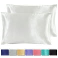 thumbnail image 7 of ANMINY Satin Pillowcase Set of 2 Queen Silk Bedding Pillowcases 30" x 20" Pillow Cover, White, 7 of 7