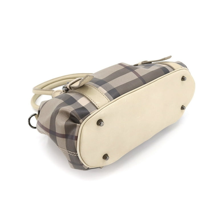 Authenticated Used Burberry BURBERRY smoked check 2way hand shoulder bag  PVC leather beige brown 3690429 Hand Shoulder Bag 