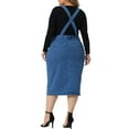 thumbnail image 3 of Vestido de mezclilla azul Agnes Orinda para mujer en tallas grandes con tirantes ajustables y corte clásico por encima de la rodilla 1X, 3 of 6