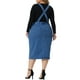 thumbnail image 3 of Agnes Orinda Women's Plus Size Overall Classic Adjustable Straps Above Knee Slit Hem Denim Dresses Blue 4X, 3 of 6