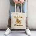 thumbnail image 2 of Stylish Canvas Tote Bag with " CLASSIC " in bold yellow and orange letters perfect for shopping travel and parties, 2 of 4