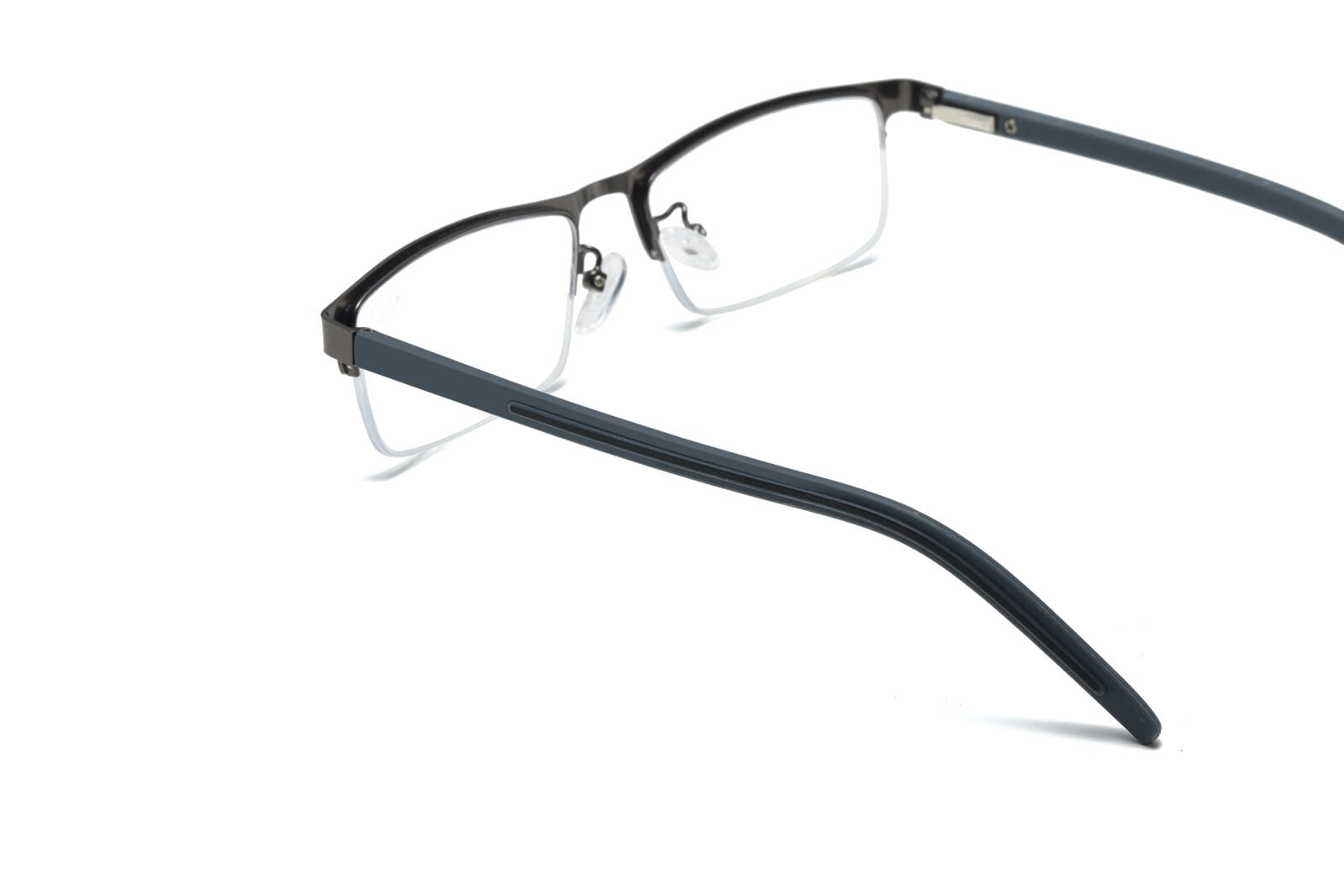 7 PK Men's Blue Light Blocking Reading Glasses - Rectangular Metal Half-Frame - Spring Hinge Readers