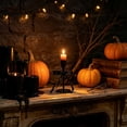 thumbnail image 4 of Black Metal Taper Candle Holder with Satin Bow - Gothic Halloween Table Centerpiece, Fall Harvest Indoor Display for Mantel, Home & Holiday Decor, 4 of 5