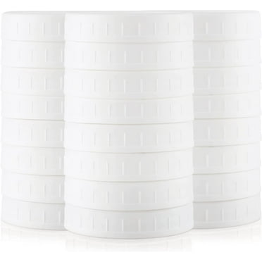 24 PACK, WIDE Mouth Mason Jar Lids for Ball, Kerr and More - White Plastic Storage Caps for Canning Jars - Leak-Proof & Anti-Scratch Resistant Surface