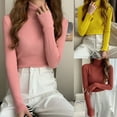 thumbnail image 2 of Women Multicolor Turtleneck Sweater Autumn Solid Color Basic Long Sleeve Slim Fitted Jumpers Ribbed Knit Pullover Top, 2 of 9