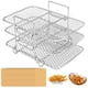 thumbnail image 1 of Rejilla para freidora de aire con 50 hojas de revestimiento Rejilla para freidora de aire cuadrada de acero inoxidable de 3 capas Freidora de aire lavable a prueba de óxido Deshidratador Estante Acces, 1 of 11
