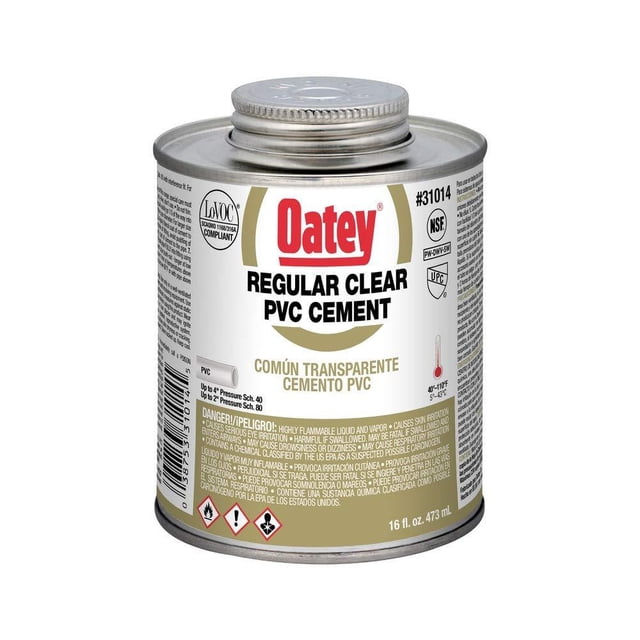 Oatey 31014 PVC Regular Cement, Clear, 16-Ounce 16 oz
