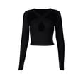 thumbnail image 4 of AXXD Black Basic T-Shirts for Women Summer 2024 Trendy Long Sleeve Top Slim Temperament Solid Color Base Shirt Sexy Spice Girl T-shirt, 4 of 8