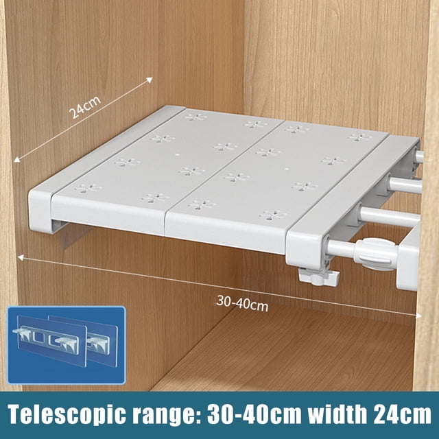 Vensio Expandable Closet Shelf 30x24cm Adjustable Storage Rack Tension Divider Organizer for Kitchen Cabinet Wardrobe