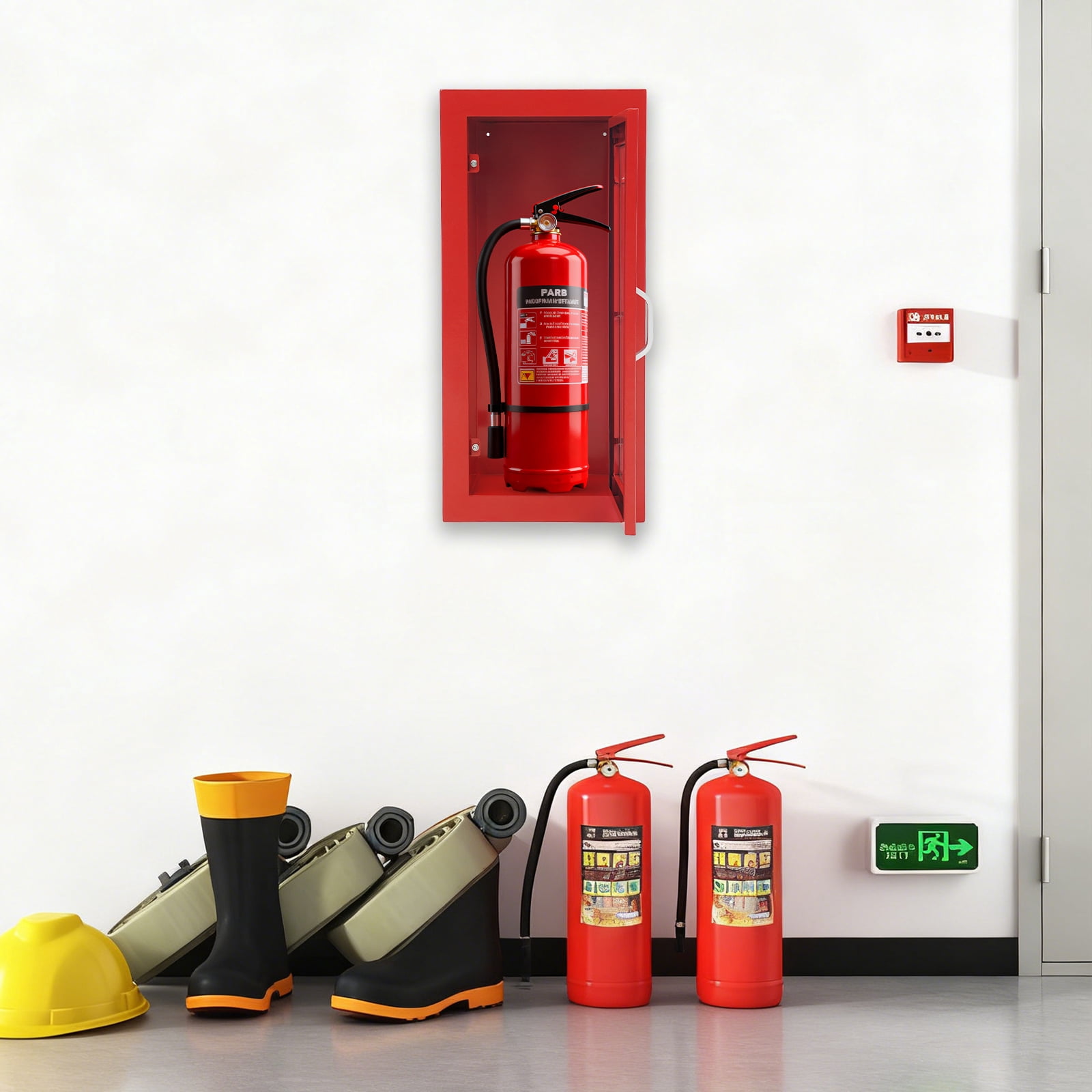 Commercial Fire Extinguisher Cabinet Semi Recessed Extinguisher Wall Cabinet for Commercial, Industrial