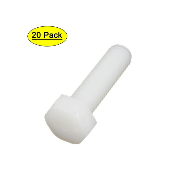 Uxcell M8 x 30mm Full Thread Nylon Metric Hex Hexagon Head Cap Screw Bolt (20-pack)