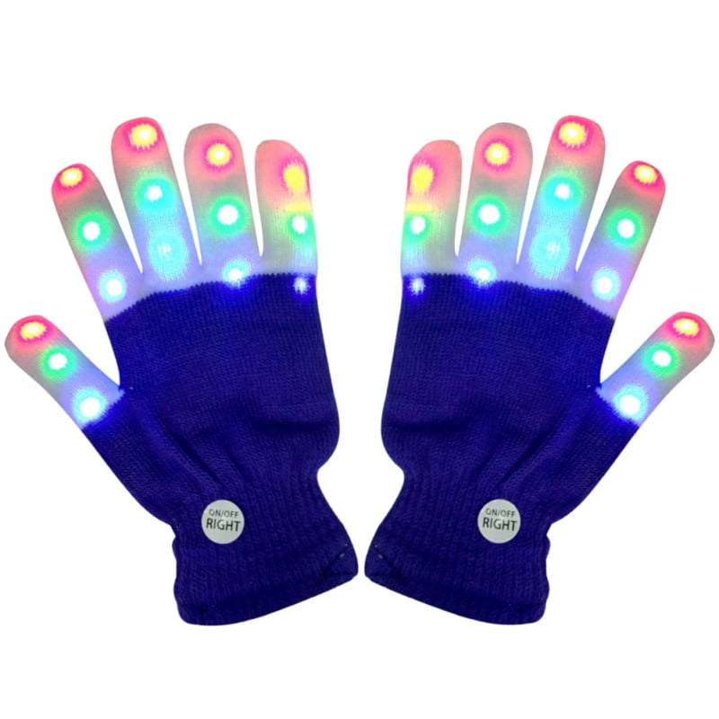 LED Gloves, Light Up Gloves Finger Lights 7 colors and 6 changing modes