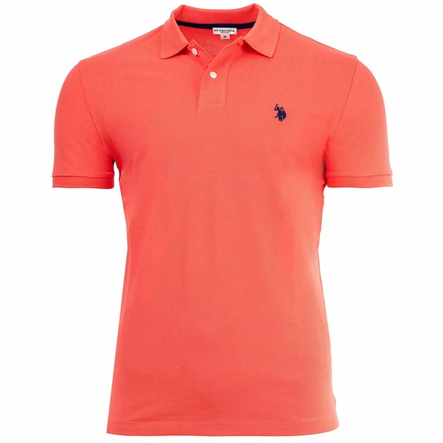 U.S. POLO ASSN. Men's POLO - Piqué Cardé, Logo Brodé, Coton Orange P (Petit)