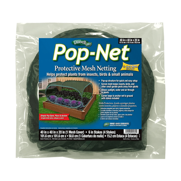 Gardeneer by Dalen Pop-Net Portable Protective Enclosure – Lightweight and Weatherproof – Easy DIY Installation – Safeguard Your Plants Against Garden Pests - 40" x 40" x 20"