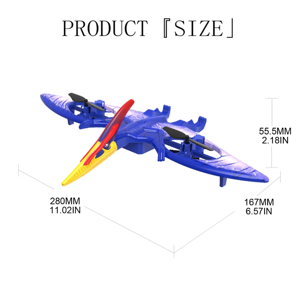 MANNYA Remote Control Glider Aircraft Simulation Pterosaur Airplane Toy 4 Axis LED Flight Easy Operation R/C Jet for Beginners