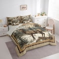 thumbnail image 3 of Homewish Jungle Animal Deer Bedding Comforter Set 7pcs for Female Men Women,Vintage Woodland Wildlife Queen Bedding Sets Super Cozy,Geometric Plaid Grid Queen Sheet Sets,Breathable Home Decor, 3 of 8