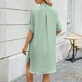 thumbnail image 6 of SDNall Womens Dresses Summer, Womens Dress Shoes, Dress with Sleeves, Womens Sexy Fashion Solid Color Shirt Dress Elbow Sleeve V-Neck Dress, Long Shirt Dress, Womens Dress Shirts, 6 of 6