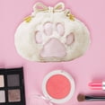 thumbnail image 4 of Bolso de cosméticos con forma de pata de gato, bonita Bolso de almacenamiento de felpa con cordón para regalo de cumpleaños (blanco), 4 of 5