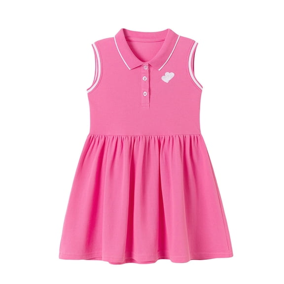 EnJoCho Children's Toddler Girl Dress Girls Button-up Unifor𝗆 Dresses Summer Tennis Sleeveless Dress Size 2T-8T