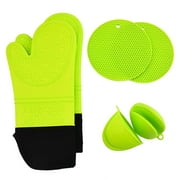 (vert) Ensembles de 6 mitaines de four et maniques avec mini gants de four et maniques chauffantes