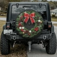 thumbnail image 2 of Lotusprinthandmade Wreath Graphic Christmas Gift Spare Tire Cover With Backup Camera Hole 6 Sizes (32 in.), wreath print tire cover, christmas decor spare tire cover, 2 of 6