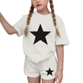 thumbnail image 5 of ITSAME Girls Outfits 2-Piece, Star Print Crewneck T-Shirts and Shorts Summer Loose Casual Clothes Set White Size 3-4, 5 of 8