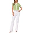 thumbnail image 2 of INSPIRE CHIC Women's Tweed Knit Jacket Short Sleeve Crew Neck Cropped Cardigan Green L, 2 of 6