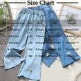 thumbnail image 2 of breaise Girls Thin Denim Pants Wide-Leg Ribbed Elastic Waistband Jeans Cozy Side Split Flared Pants, 2 of 6