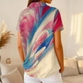 thumbnail image 5 of Womens Polo Shirts Summer Waffle Vintage Texture Gradient Print Golf Polos Short Sleeve Button Down Collar Dressy Casual Blouse Pink XXL, 5 of 5