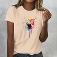 thumbnail image 2 of Sexlip Women's Abstract Print Short Sleeve T Shirt Versatile Design Soft Fabric Daily Casual Wear Beige XL, 2 of 4