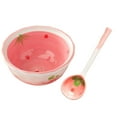 thumbnail image 2 of 1 Set of Adorable Bowl with Spoon Ceramic Soup Bowl Decorative Printing Bowl Lovely Rice Bowl, 2 of 9