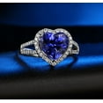 thumbnail image 3 of 1.50 Carat Heart Cut Blue Sapphire And Diamond Moissanite Halo Engagement Ring In 10K White Gold, Promise Ring, Anniversary Gift, 3 of 4
