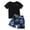 Black#01, variant on Yeaiivve Boys Girls Vacation Outfits Tropical Palm Tree 2 Piece Set Crew Neck Short Sleeve Top & Elastic Waist Shorts Beach Casual Wear for Kids 3-12Y